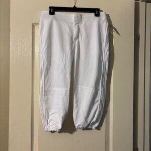NWT Womens Low-Rise w/Pockets Knicker Fastpitch Softball Pants WHITE SZ L